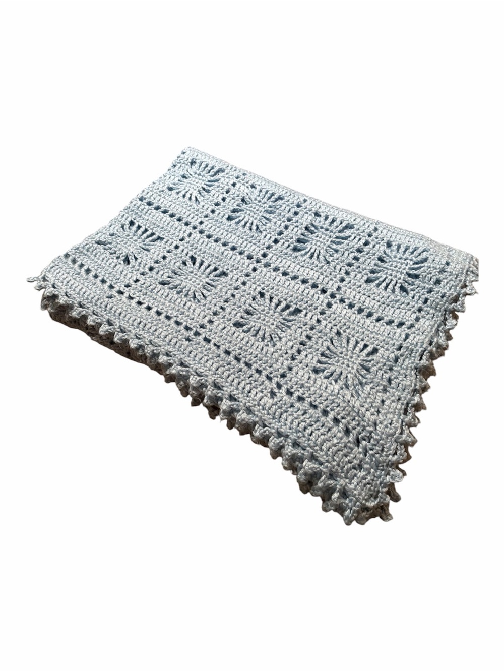 Handmade Crochet Baby Blanket in Light Blue